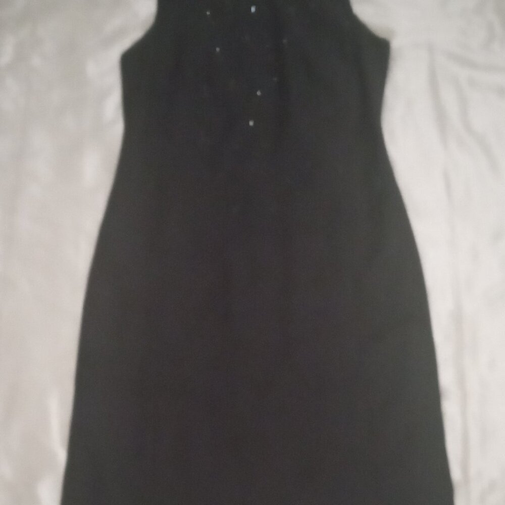 Formal black dress sleeveless with black & faux diamond beads size 10